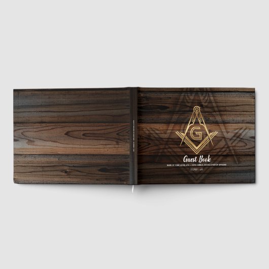 Gold Rustic Wood Masonic Gästebuch | Freimaurer (Voll)