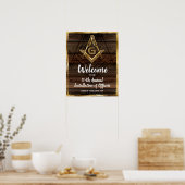 Gold Rustic Wood Masonic Welcome Party Poster (Küche)