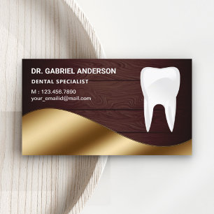 Gold Rustic Wood Tooth Zahnarzt Visitenkarte
