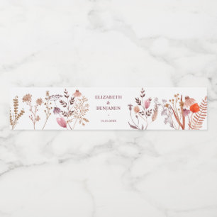 Gold Rustikal Boho Chic Herbst Wildblumen Elegant Wasserflaschenetikett