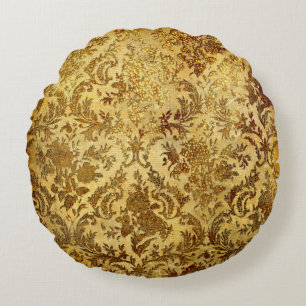 Gold, rustikal, vintage, antik, damast, elegant, c rundes kissen