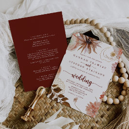 Gold Rustikale farbenfrohe Blumenehen Einladung