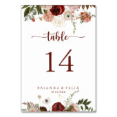Gold Rustikale farbenfrohe Blumenkalligrafie Hochz Tischnummer (Vorderseite)