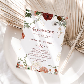 Gold Rustikale farbenfrohe Blumenkatze Einladung