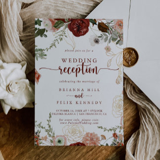 Gold Rustikale farbenfrohe blumenreiche Hochzeitse Einladung