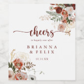 Gold Rustikale farbenfrohe Blumenzauber Hochzeit Weinetikett (Einzelnes Label)