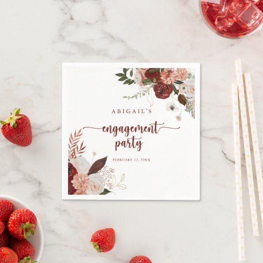 Gold Rustikale farbenfrohe florale Engagement Part Serviette (Beispiel)