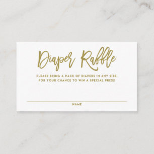 Gold Rustikale Hand Letter Windel Raffle Card Begleitkarte