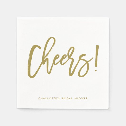Gold Rustikale Handschrift Cheers Wedding Napkin Serviette (Vorderseite)