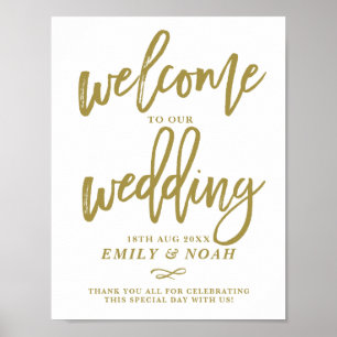 Gold Rustikale Handschrift Willkommen bei unserer Poster