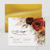 Gold Rustikale Pampas Grass Wedding RSVP Card Karte (Vorne/Hinten)
