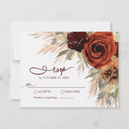 Gold Rustikale Pampas Grass Wedding RSVP Card Karte