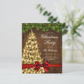 Gold Rustikale Weihnachtsbaum Einladung Programm M (Stehend Vorderseite)