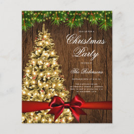 Gold Rustikale Weihnachtsbaum Einladung Programm M Flyer