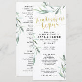 Gold Rustikales Eukalyptus-Hochzeitsprogramm Programm (Vorne/Hinten)