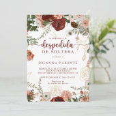 Gold Rustikales farbiges Spanisches Brautparty Einladung (Stehend Vorderseite)