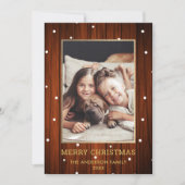 Gold | Rustikales Land Holz Foto Weihnachten (Vorderseite)