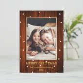 Gold | Rustikales Land Holz Foto Weihnachten (Stehend Vorderseite)