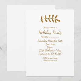 Gold Rustikales Leaf Eleganter Weißer Fall Einladu Einladung