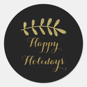 Gold Rustikales Leaf Elegantes Ambiente Runder Aufkleber