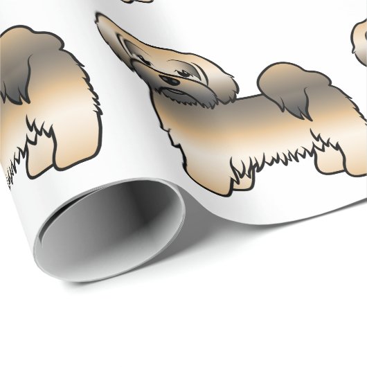 Gold Sable Lhasa Apso Cartoon Dog Muster Geschenkpapier (Rolleneckpunkt)
