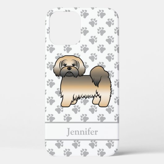 Gold Sable Lhasa Apso Cartoon Dog & Name Case-Mate iPhone Hülle (Rückseite)