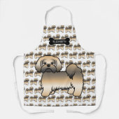 Gold Sable Lhasa Apso Cartoon Dog & Name Schürze (Vorderseite)