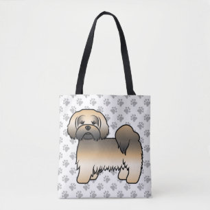 Gold Sable Lhasa Apso Cartoon Dog & Paws Tasche