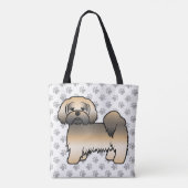 Gold Sable Lhasa Apso Cartoon Dog & Paws Tasche (Rückseite)