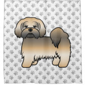 Gold Sable Lhasa Apso Niedlich Cartoon Dog Duschvorhang (Vorderseite)