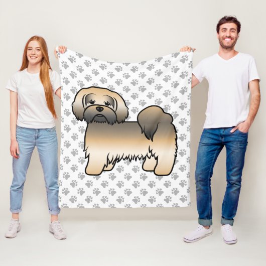 Gold Sable Lhasa Apso Niedlich Cartoon Dog Fleecedecke (Beispiel)