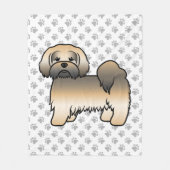 Gold Sable Lhasa Apso Niedlich Cartoon Dog Fleecedecke (Vorderseite)