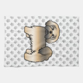 Gold Sable Lhasa Apso Niedlich Cartoon Dog Geschirrtuch (Horizontal)
