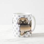 Gold Sable Lhasa Apso Niedlich Cartoon Dog Kaffeetasse (VorderseiteRechts)