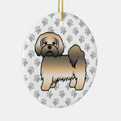 Gold Sable Lhasa Apso Niedlich Cartoon Dog Keramik Ornament (Rechts)