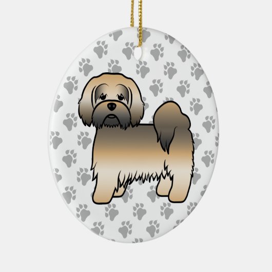 Gold Sable Lhasa Apso Niedlich Cartoon Dog Keramik Ornament (Rechts)