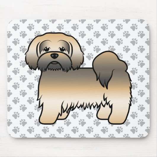 Gold Sable Lhasa Apso Niedlich Cartoon Dog Mousepad (Vorne)