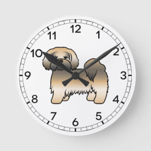 Gold Sable Lhasa Apso Niedlich Cartoon Dog Runde Wanduhr