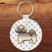 Gold Sable Lhasa Apso Niedlich Cartoon Dog Schlüsselanhänger (Vorderseite)