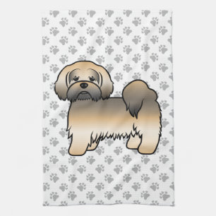 Gold Sable Lhasa Apso Süßer Cartoon-Hund Geschirrtuch