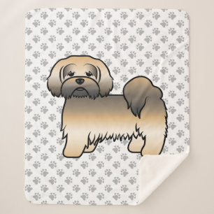 Gold Sable Lhasa Apso Süßer Cartoon-Hund Sherpadecke