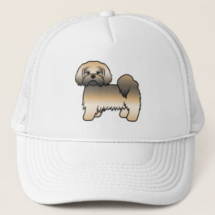 Gold Sable Lhasa Apso Süßer Cartoon-Hund Truckerkappe