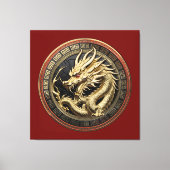 Gold Sacred Eastern Dragon Medallion Leinwanddruck (Vorderseite)