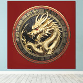 Gold Sacred Eastern Dragon Medallion Leinwanddruck (Insitu (Holzboden))
