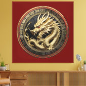 Gold Sacred Eastern Dragon Medallion Leinwanddruck (Insitu (Wohnzimmer))