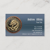 Gold Sacred Eastern Dragon Medallion on Red Velvet Visitenkarte (Rückseite)