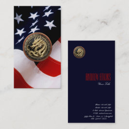 Gold Sacred Eastern Dragon Medallion on Red Velvet Visitenkarte