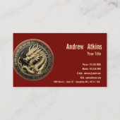 Gold Sacred Eastern Dragon Medallion on Red Velvet Visitenkarte (Rückseite)