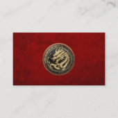 Gold Sacred Eastern Dragon Medallion on Red Velvet Visitenkarte (Vorderseite)