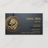 Gold Sacred Eastern Dragon Medallion on Red Velvet Visitenkarte (Rückseite)